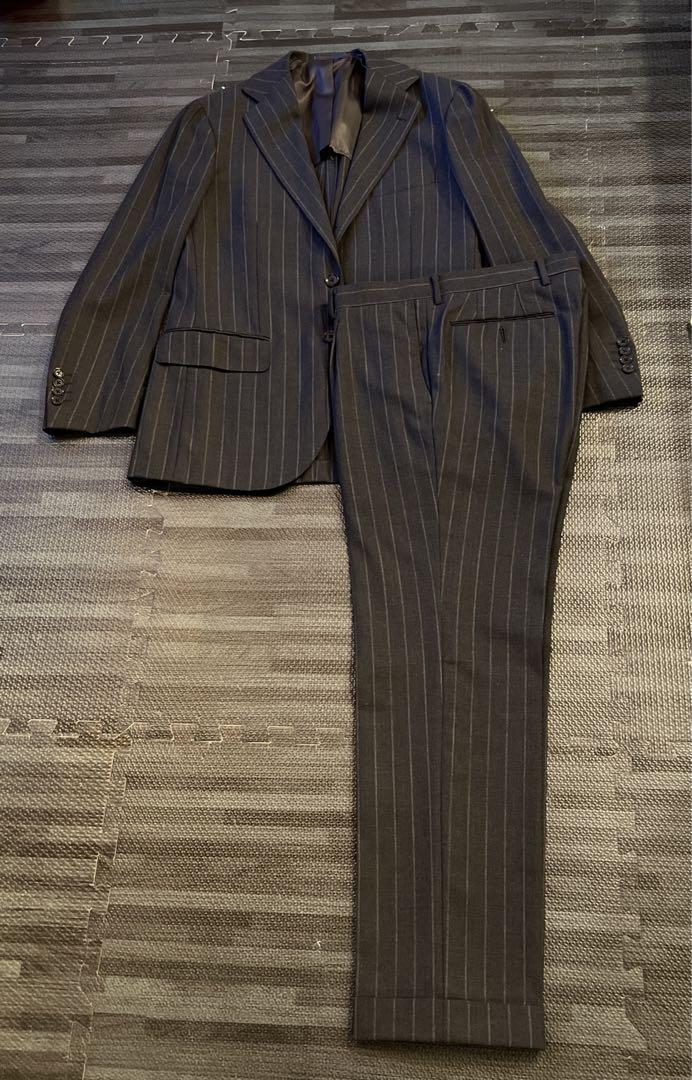 60%OFF】 リングヂャケット 春夏スーツ サイズ44 グレーストライプ