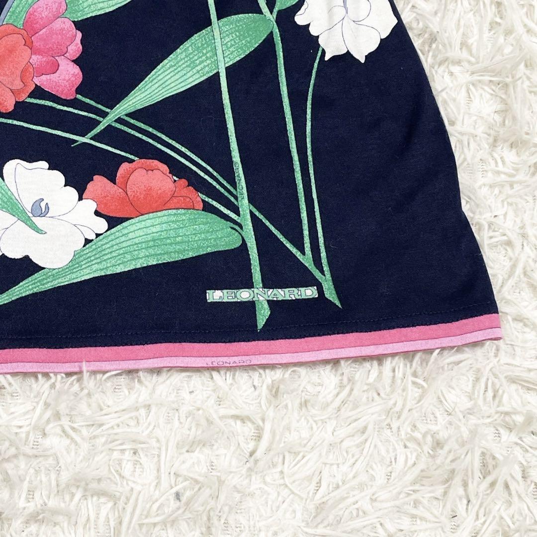 【レオナール 】 半袖Tシャツ 花柄　　　　ネイビー　M 綿100% 楽天市場】レオナール（素材（生地・毛糸）綿・コットン）（T