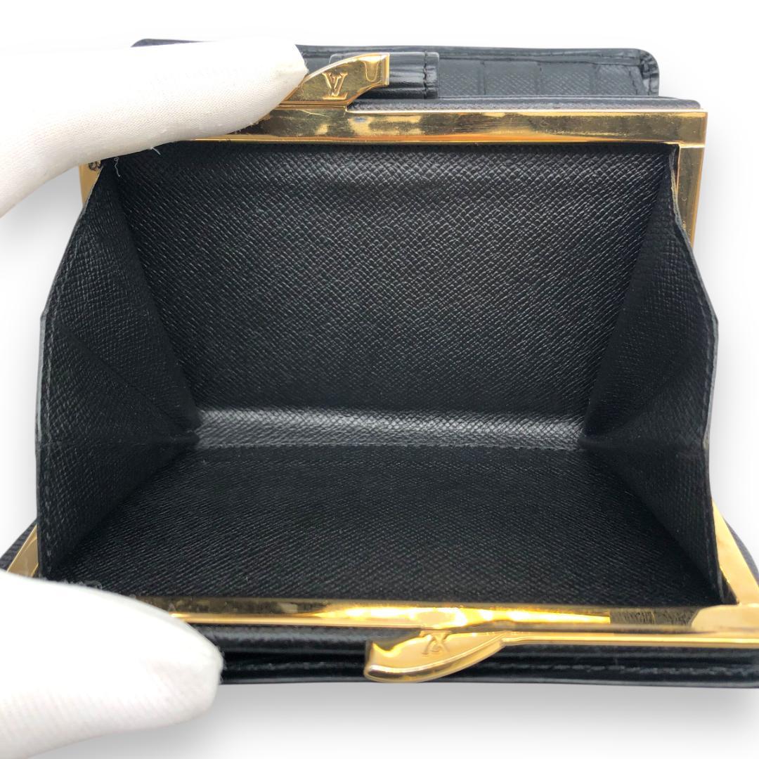 【美品】ルイヴィトン エピ ヴィエノワ がま口 2つ折り財布 ブラック ノワール