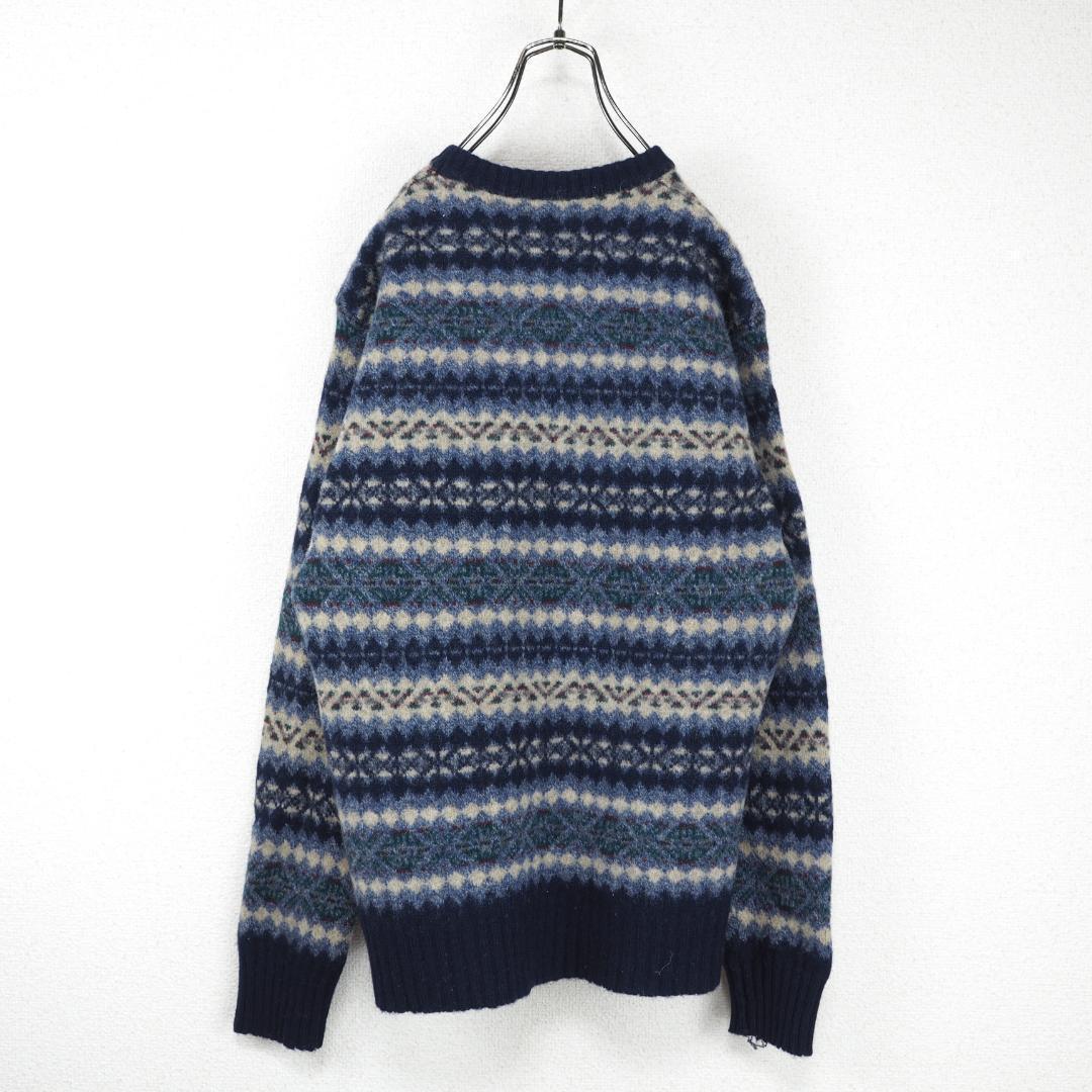G8545*ヘンリーコットンズ☆総柄☆ニット☆セーター☆プルオーバー☆紺 グレー G8545*ヘンリーコットンズ☆総柄☆ニット☆セーター☆プルオーバー☆紺 グレー