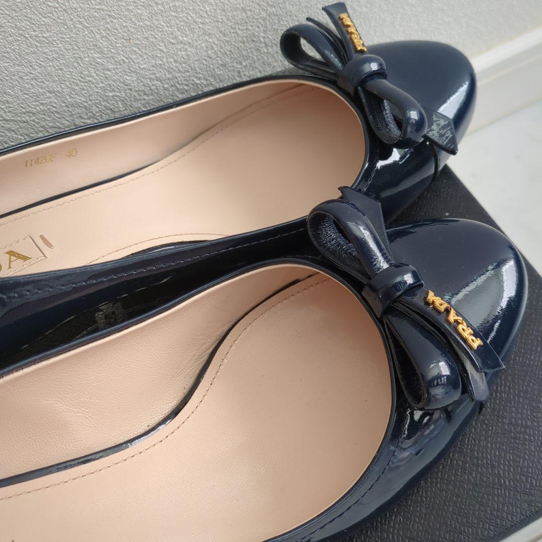 【美品】PRADA エナメルパンプス リボン
