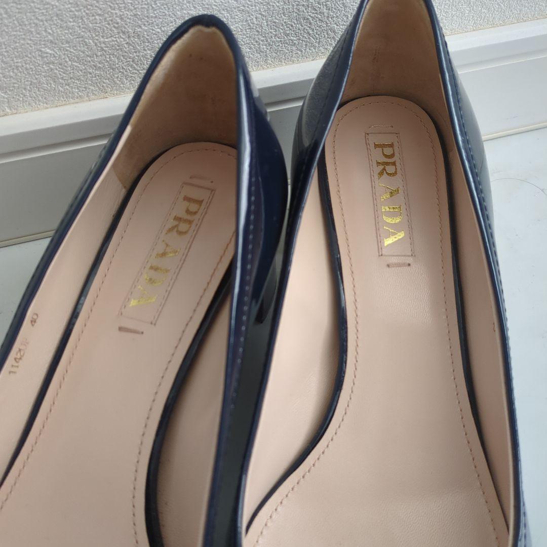 【美品】PRADA エナメルパンプス リボン