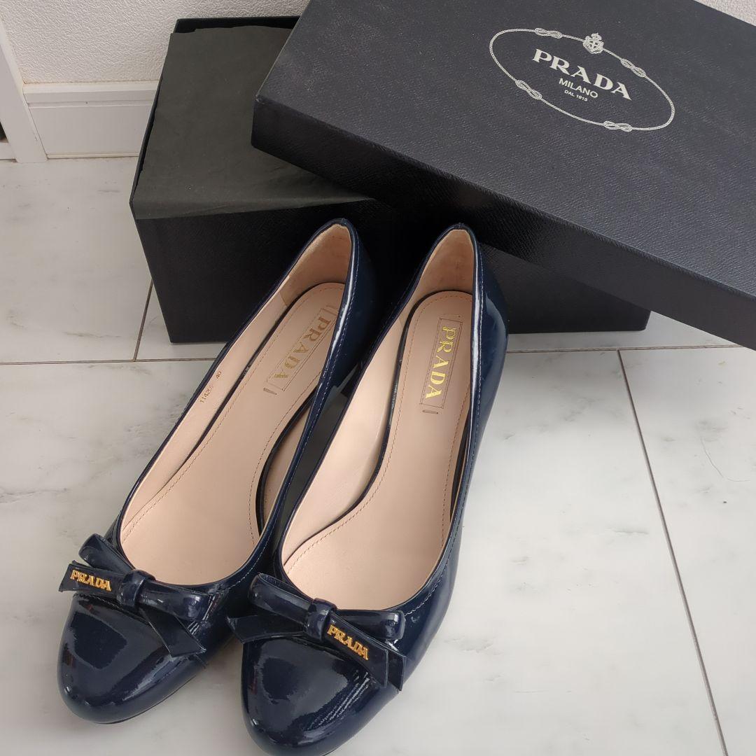 【美品】PRADA エナメルパンプス リボン