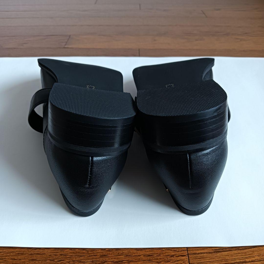 卑弥呼 スクエアTストラップ シューズ 黒25.5