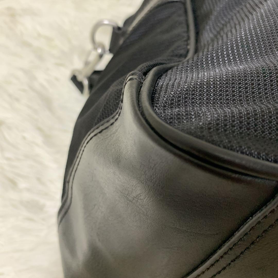 【大容量】DIESEL ボストンバック　2way ロゴ　ナイロン　レザー　黒