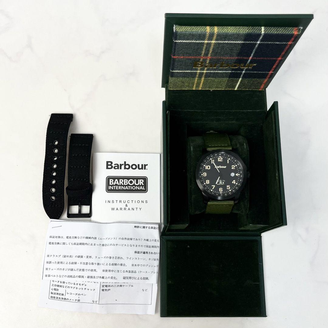 【稼働】 Barbour BB020BKBK 黒文字盤 デイト 腕時計 箱付き
