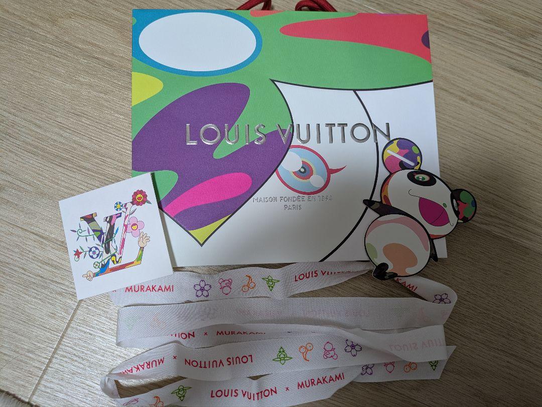 ルイビトン 村上隆 限定ショッパー、ステッカー、リボンセット LOUIS VUITTON ルイヴィトン村上隆ステッカー2個セット紙袋