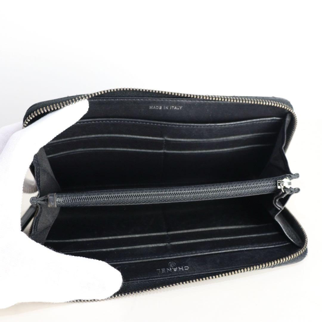 CHANEL ロゴ マトラッセ ラムスキン ラウンドジップ 長財布 CHANEL マトラッセ ラムスキン 長財布 ラウンドジップ ココ