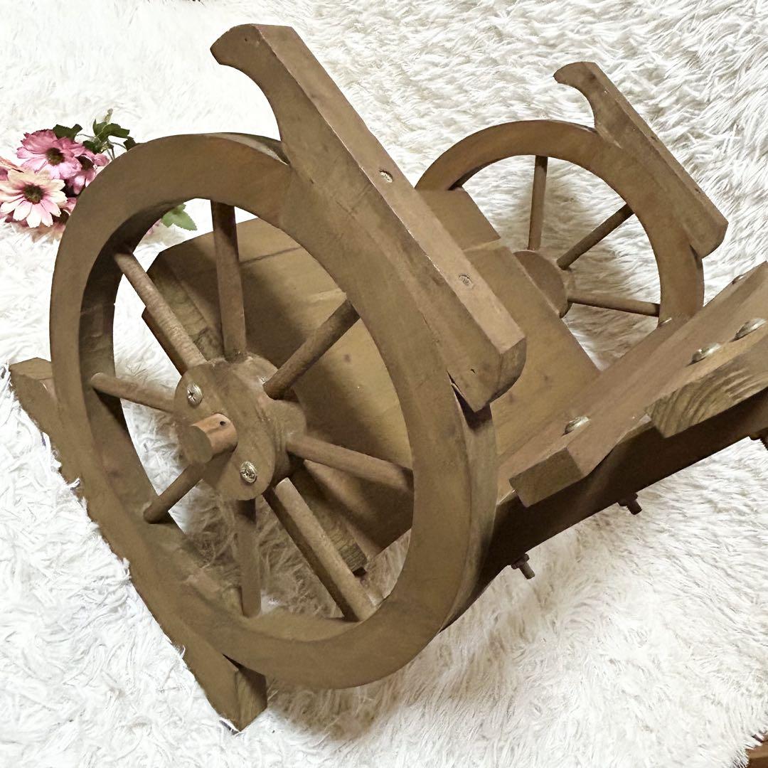 花スタンド 台 ミニベンチ イス 幅約50cm 車輪 木製 ウッド 北欧 テラス
