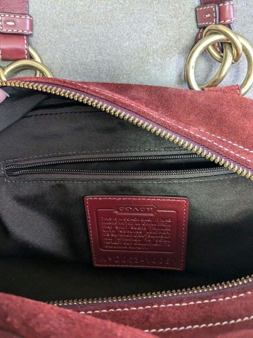 COACH レッド スエード ハンドバッグ