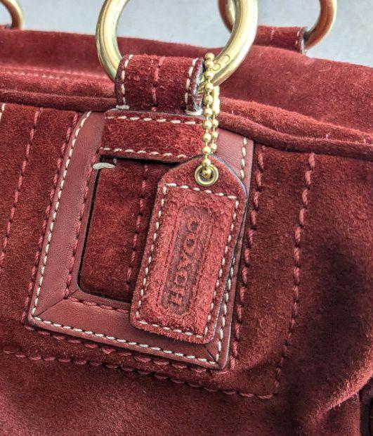 COACH レッド スエード ハンドバッグ