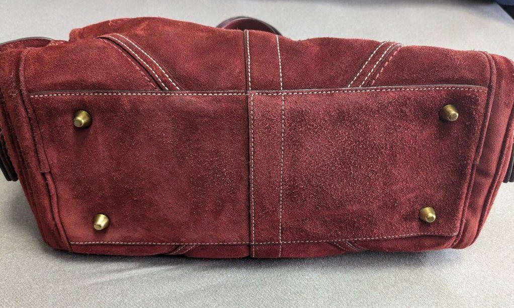COACH レッド スエード ハンドバッグ