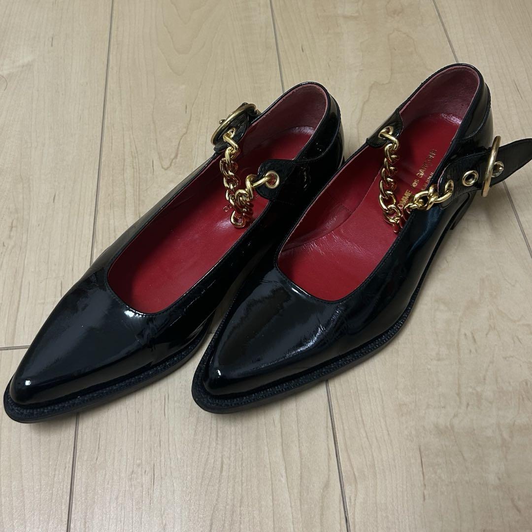 24㎝　COMME des GARCONS エナメルチェーンストラップシューズ