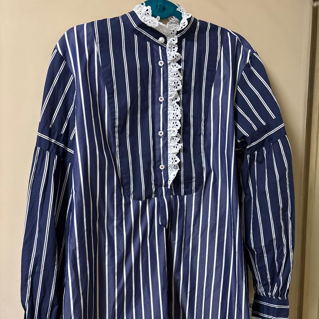 ミュベールストライプ柄長袖ブラウス ミュベールストライプ柄長袖ブラウス