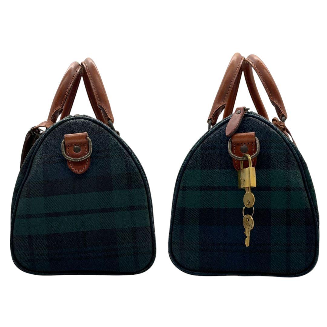 美品 ポロラルフローレン ハンドバッグ 2way 緑 タータン