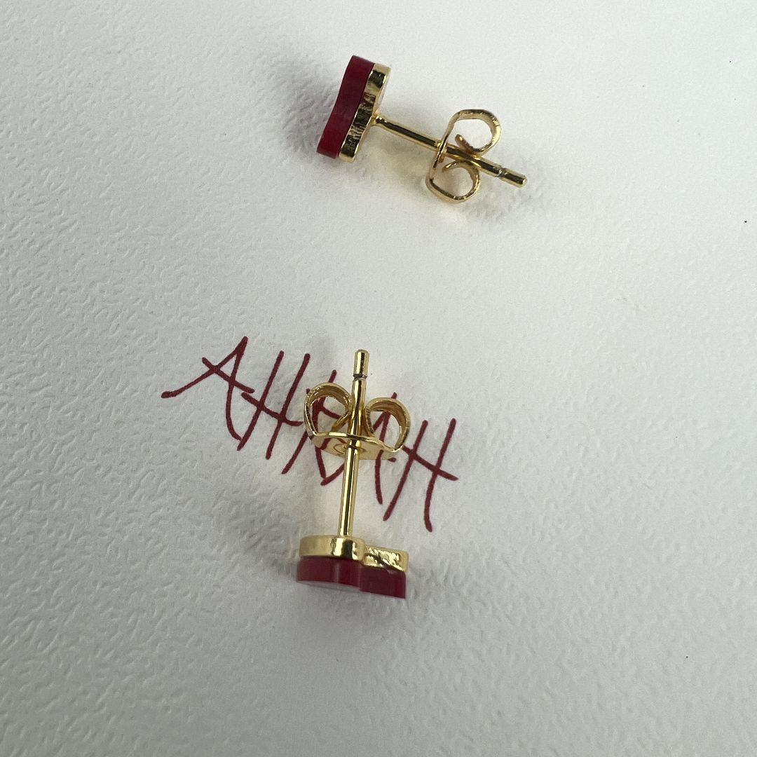 美品AHKAH ティランハートピアス?アーカー サンゴ