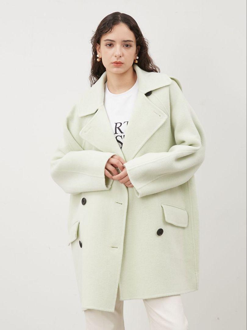 格安saleスタ ♢新品♢Mila Owen/衿ストラップハーフ丈リバーPコート ライム ジャケット・アウター