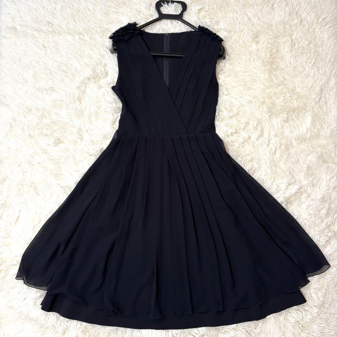 フォクシー ニューヨーク 肩フリル プリーツワンピース LサイズL・FOXEY NEW YORK