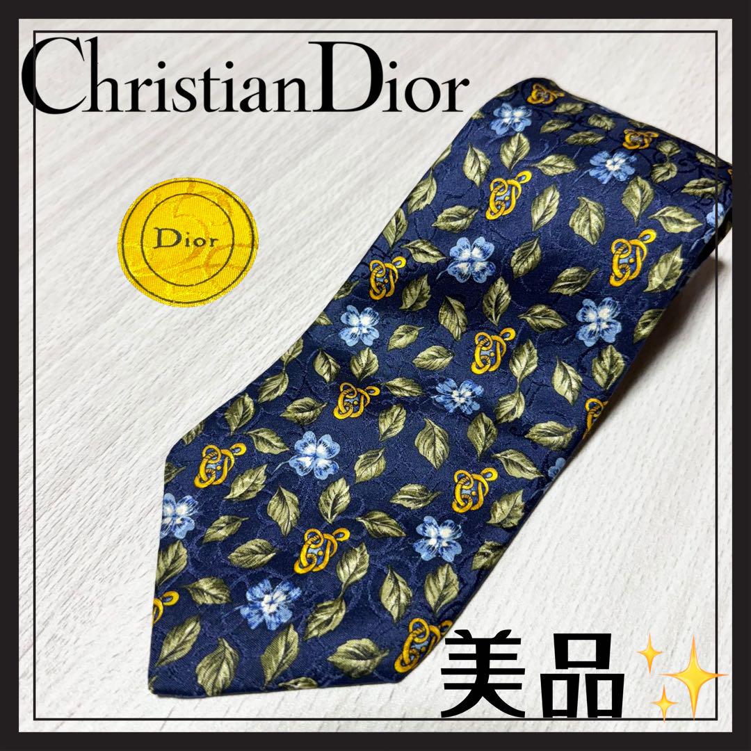 Christian Dior ディオール ネクタイ 花柄 ネイビー シルク 美品 - メルカリ