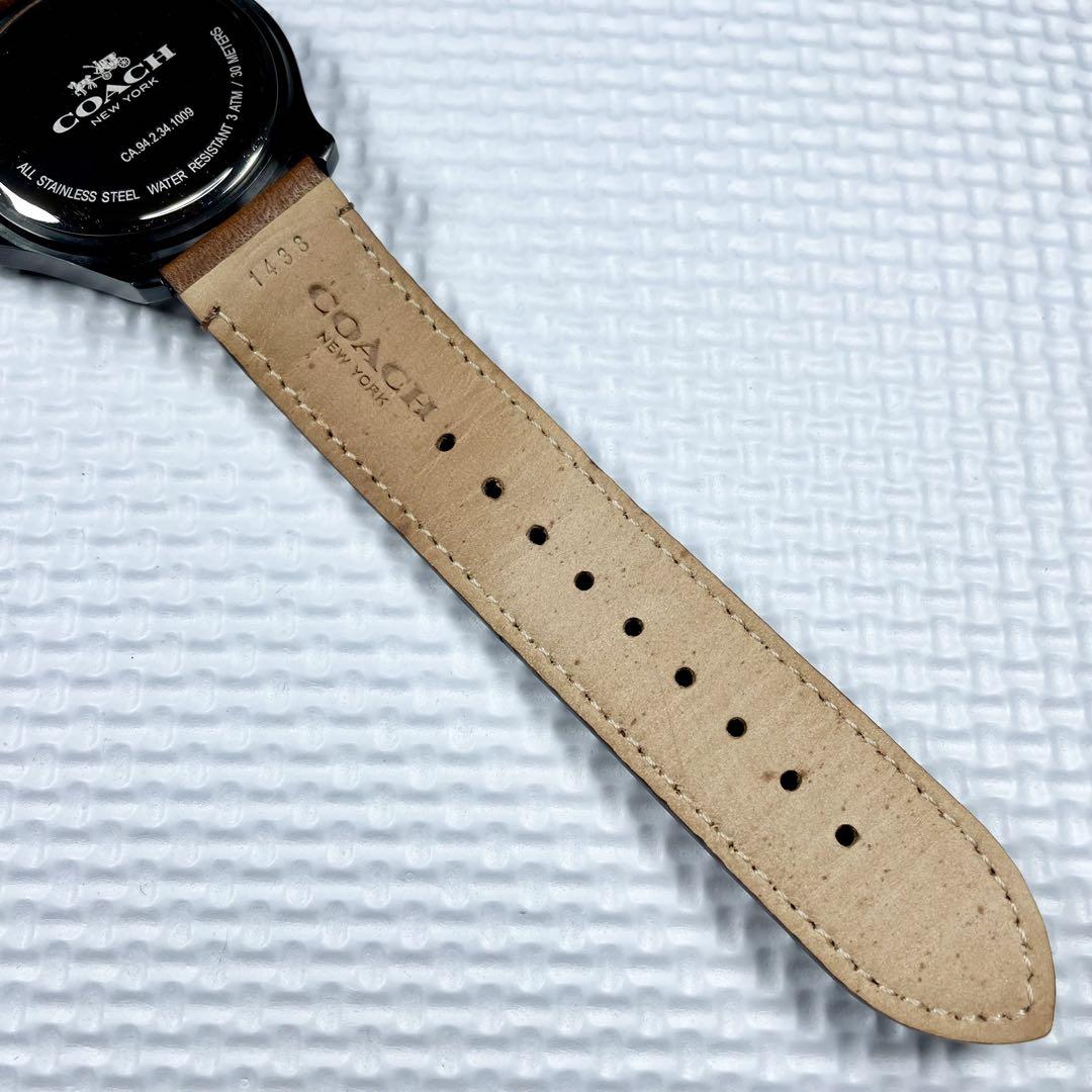 【稼動品】COACH/コーチ　バロー　メンズ　腕時計　デイデイト　レザーベルト