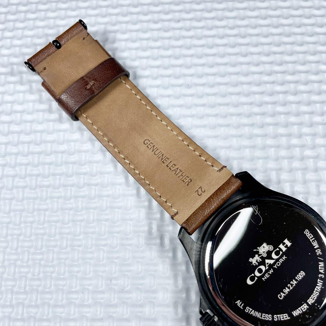 【稼動品】COACH/コーチ　バロー　メンズ　腕時計　デイデイト　レザーベルト