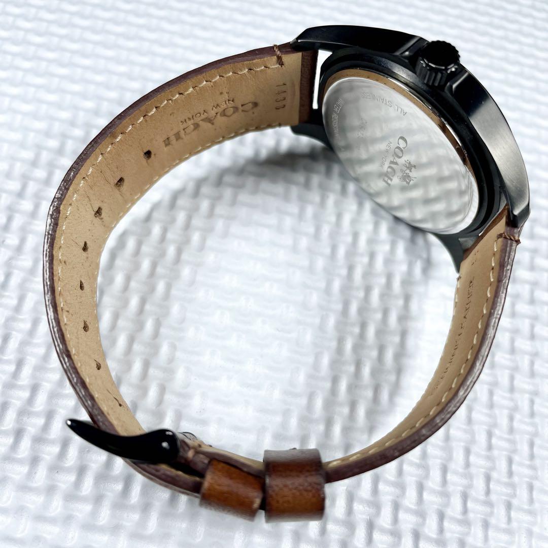 【稼動品】COACH/コーチ　バロー　メンズ　腕時計　デイデイト　レザーベルト