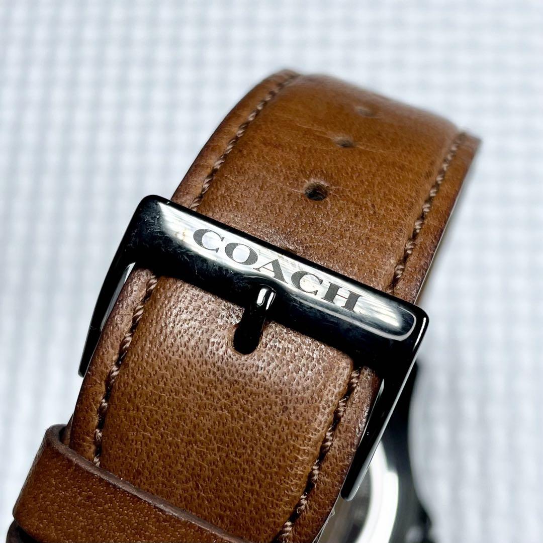 【稼動品】COACH/コーチ　バロー　メンズ　腕時計　デイデイト　レザーベルト