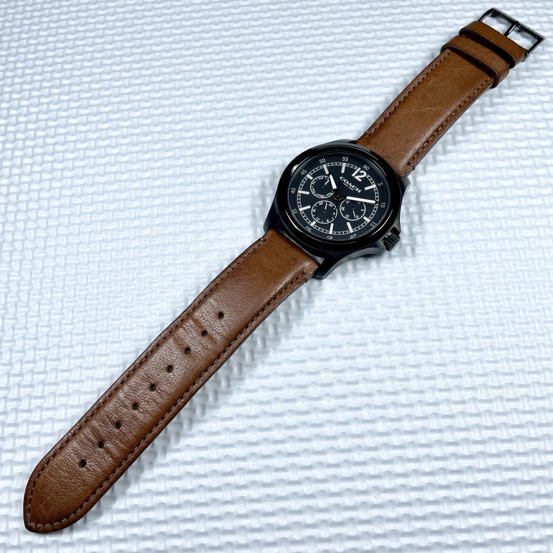 【稼動品】COACH/コーチ　バロー　メンズ　腕時計　デイデイト　レザーベルト