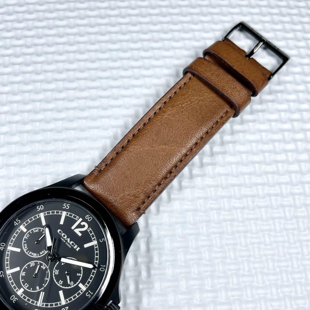 【稼動品】COACH/コーチ　バロー　メンズ　腕時計　デイデイト　レザーベルト