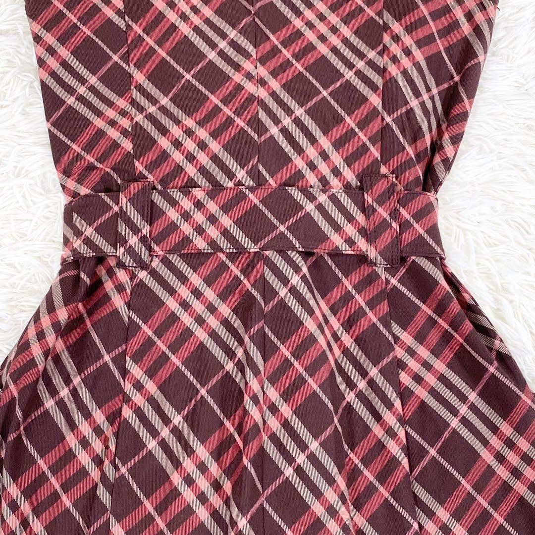 BURBERRY BLUE LABEL ノバチェック　ノースリーブ　M 赤　38