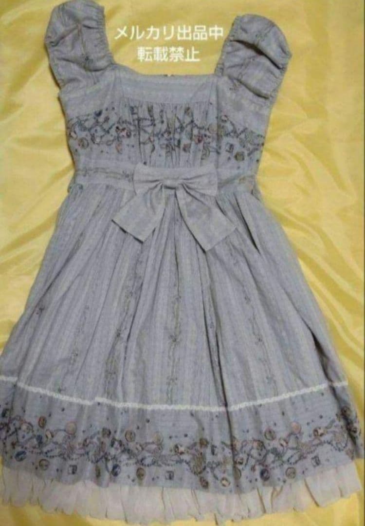 Victorian maiden ジュエルリボンパフスリーブドレス グレージュ Victorian maiden ジュエルリボンパフスリーブドレス グレージュ