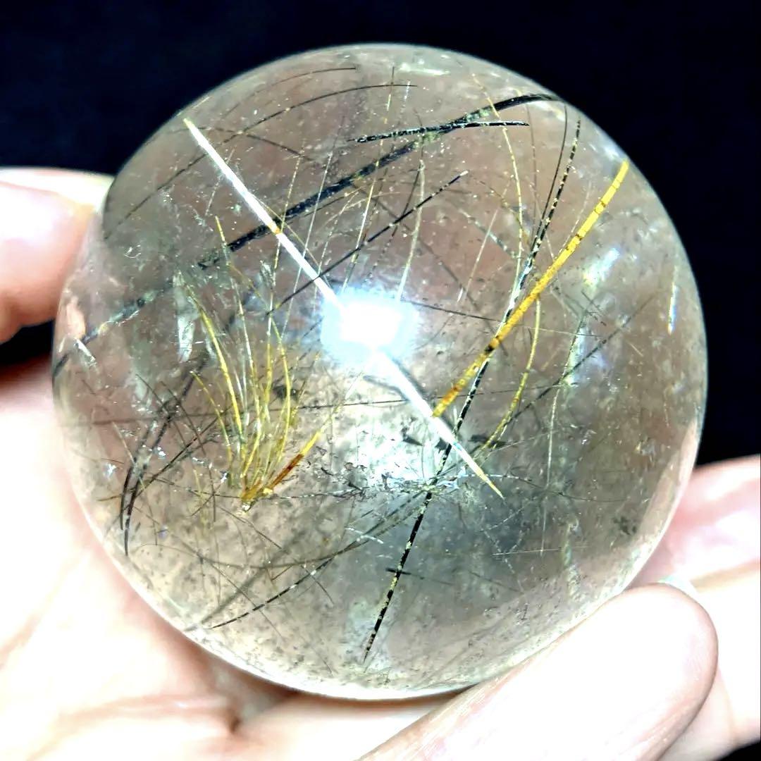 45mm ゴールドルチルクォーツ 丸玉 スフィア 金針水晶 - メルカリ
