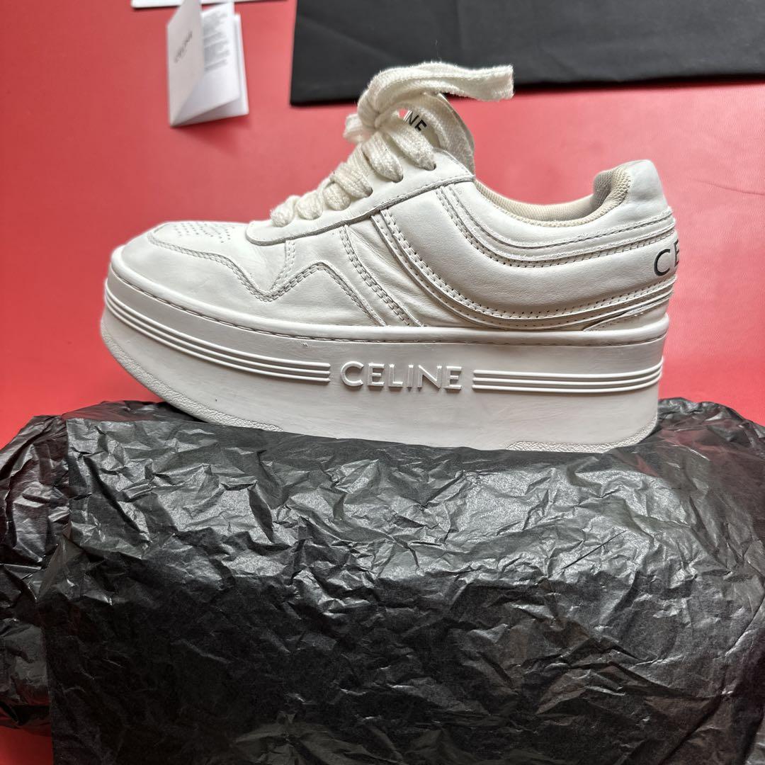 CELINE ホワイト プラットフォームスニーカー