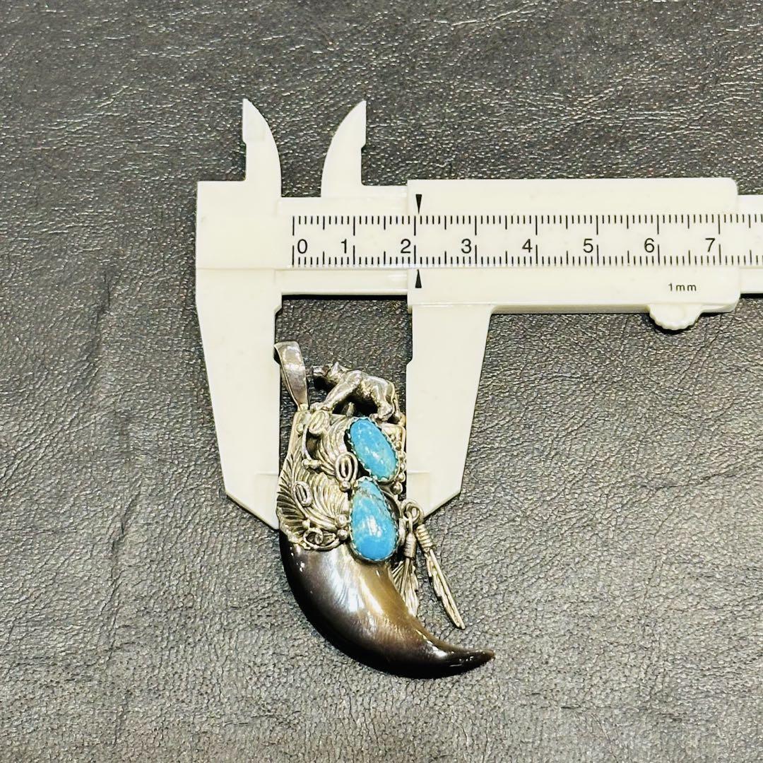 シルバー925 ベアクロー ベアクロウ 熊の爪 ターコイズ ペンダントトップ