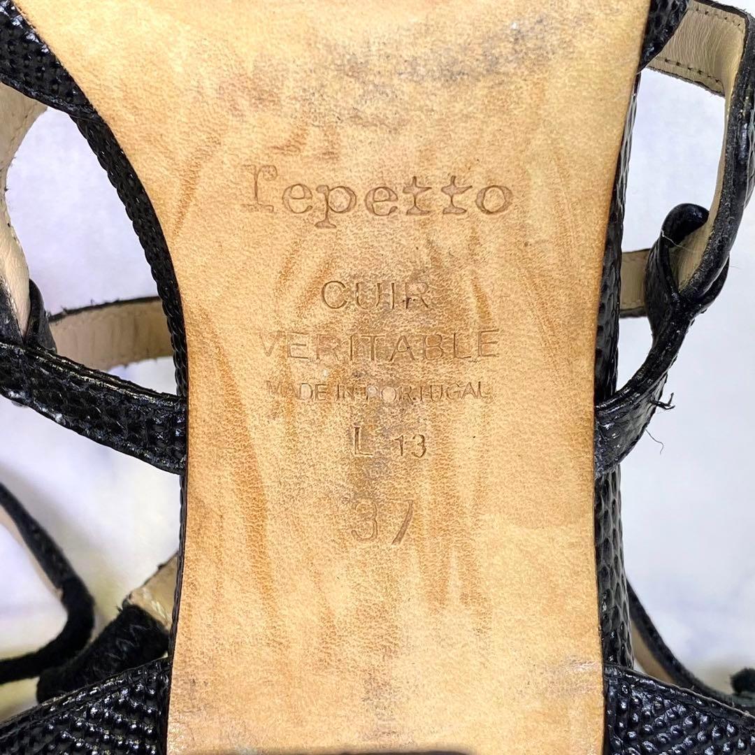 新版 レペット Repetto ヒール 靴 Y0498 ブラック ストラップ サンダル 靴