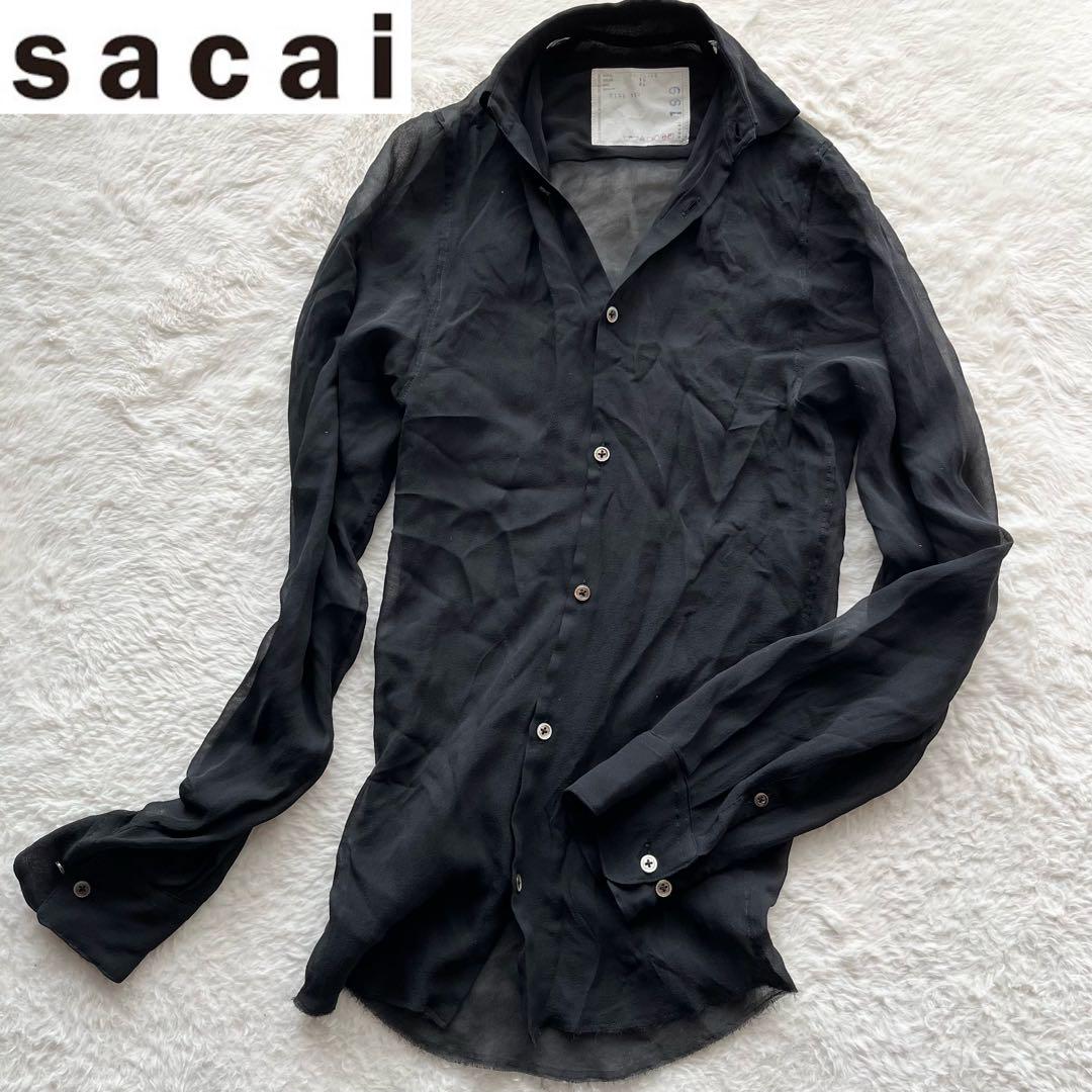 【美品】sacai  シースルー ブラウス シャツ 透け カットソー ブラックトップス