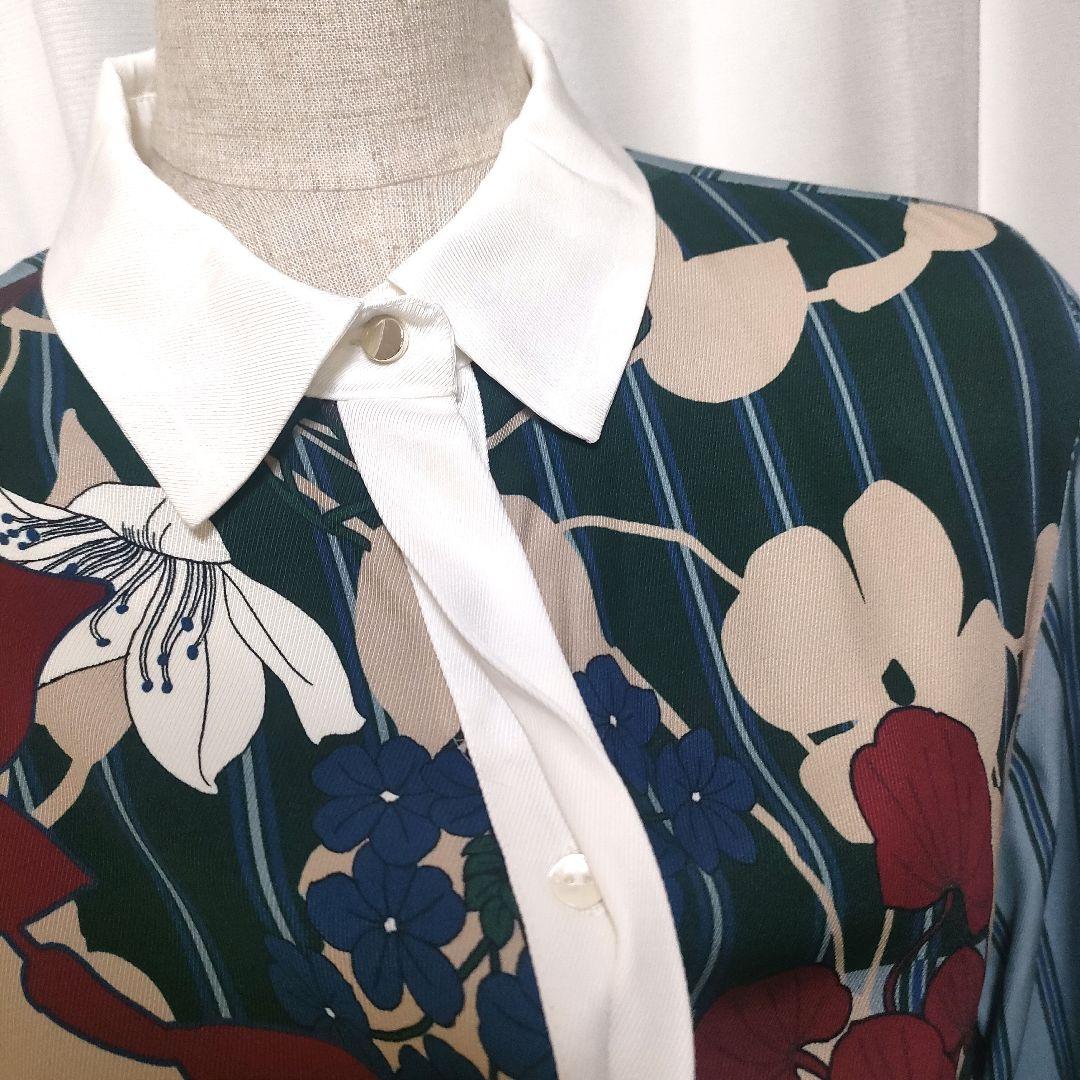 極美品】PENNY BLACK フラワープリント ストライプ シャツ