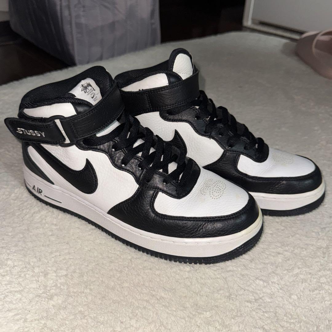 ステューシー x ナイキ】エアフォース1 Mid SP Black/White
