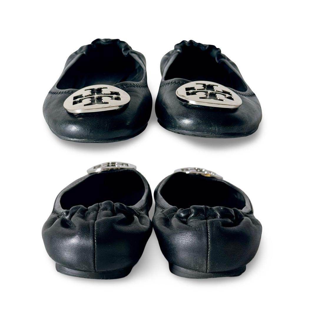 TORYBURCHトリーバーチ シルバー ロゴ フラット バレエシューズ