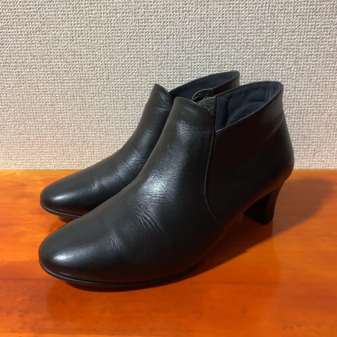 アシックス ペダラ 22cm ブーティ レザー 黒 ブラック