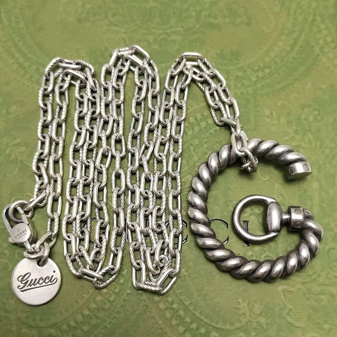レア品 GUCCI グッチ ネックレス ホースビット G 925 ロング メンズ