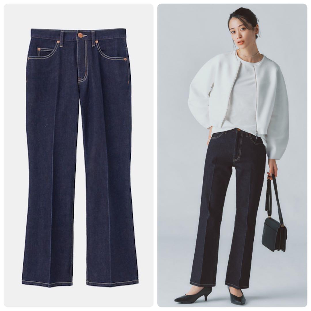 ✨極美品✨PLST プラステ ソフトフレアジーンズ デニム Lサイズ ネイビー