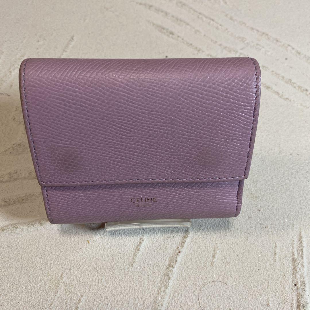 CELINE セリーヌ　三つ折り財布 コンパクトウォレット レザー ライトピンク