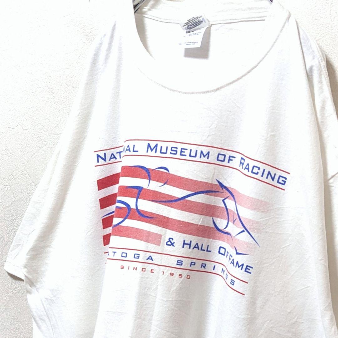 ギルダン ナショナルミュージアムオブレーシング Tシャツ ホワイト白XL古着