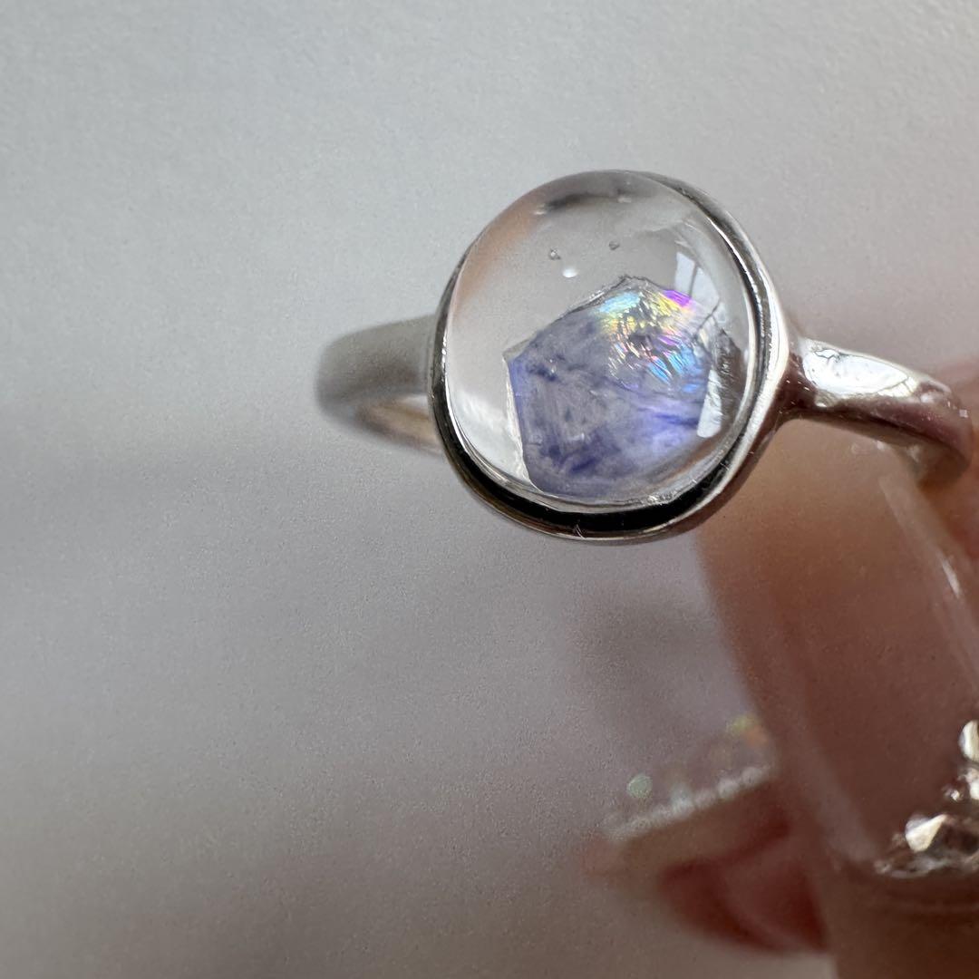 天然石　アクセサリーリング　フローライトインクォーツ　S925 高品質