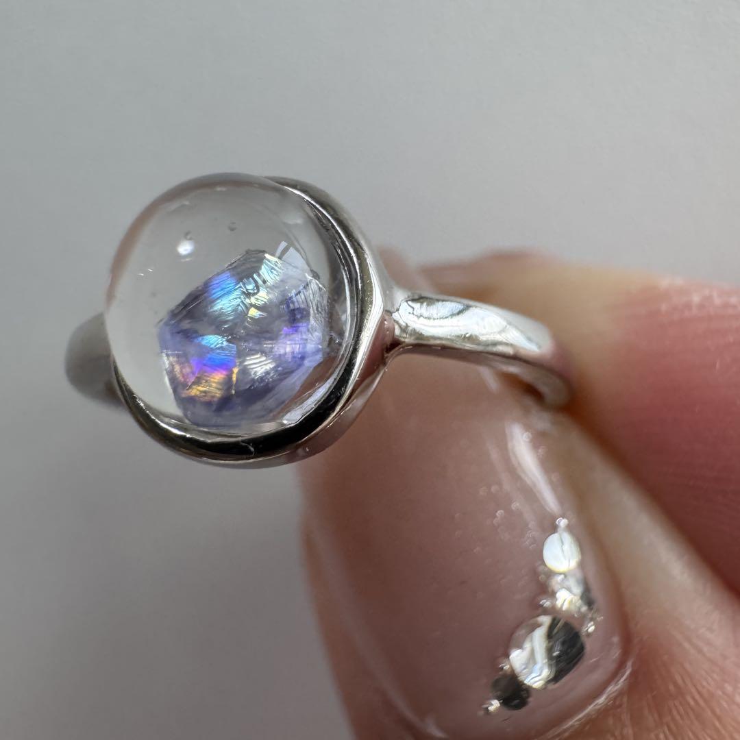 天然石　アクセサリーリング　フローライトインクォーツ　S925 高品質