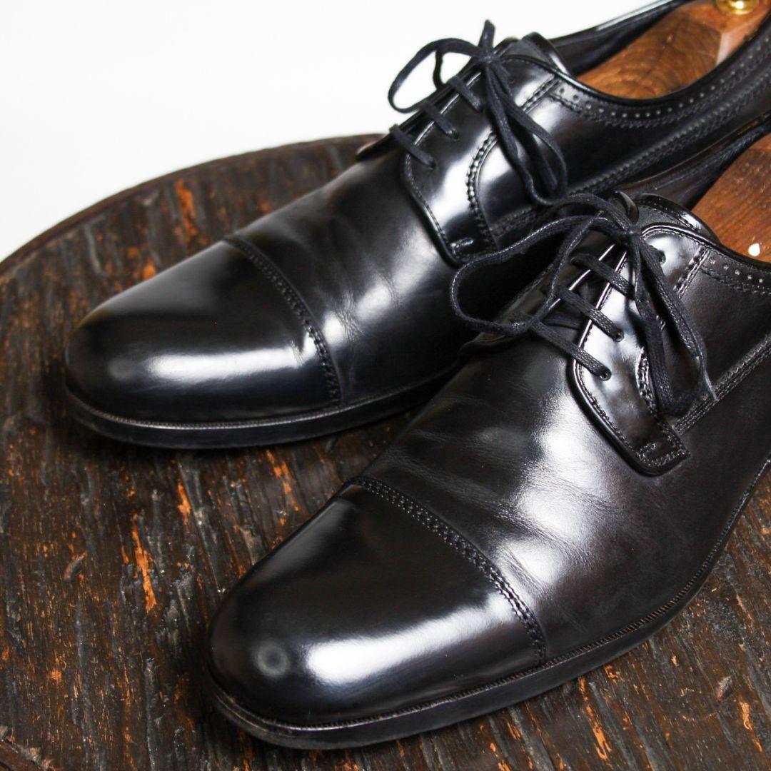 【美品】ランバン ブラック ストレートチップ ダービー 26.5cm