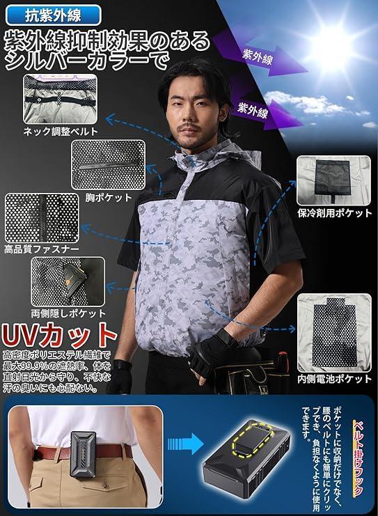 【R1383】作業服 半袖 42V超高出力 40500mAhバッテリー