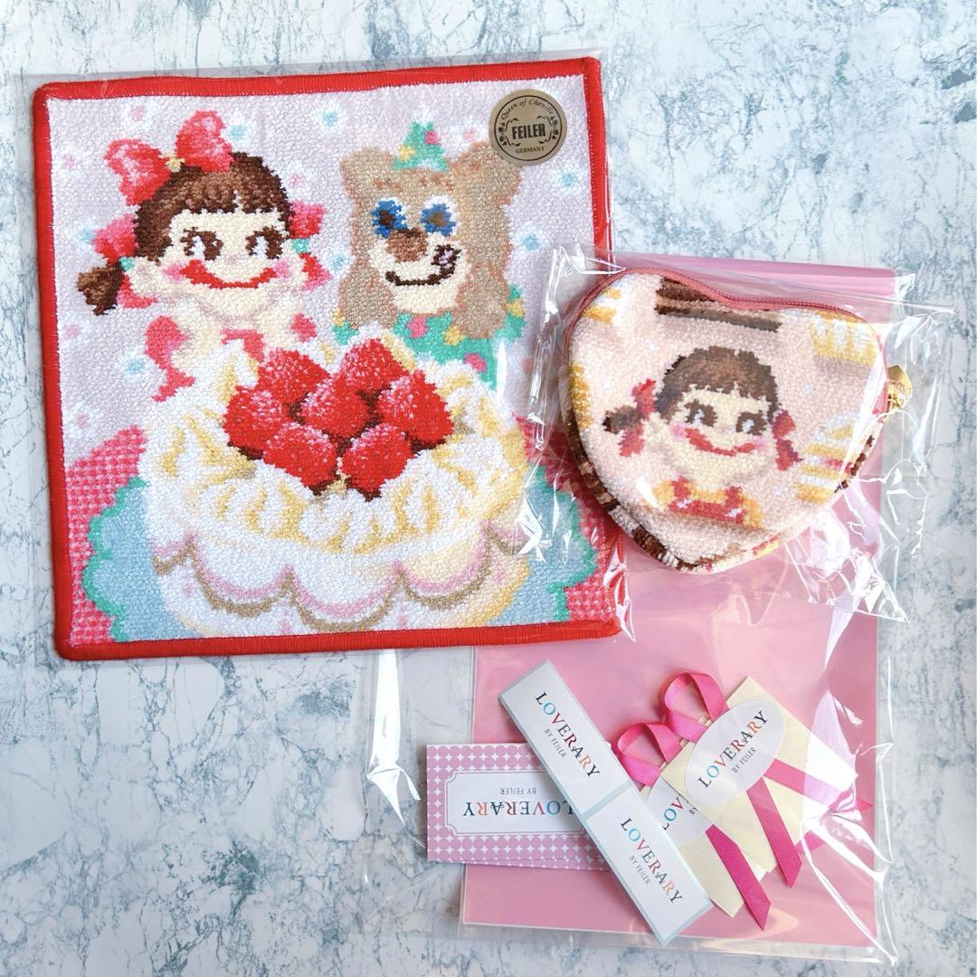 新品　フェイラー　ハンカチ　ペコちゃん　ペコニコハッピーパーティ　ハート　セット