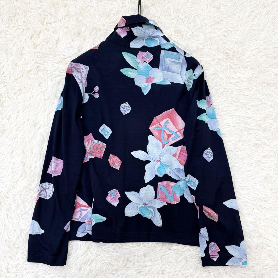 美品✨ LEONARD カットソー 花柄 トリム シルク 大きいサイズ44